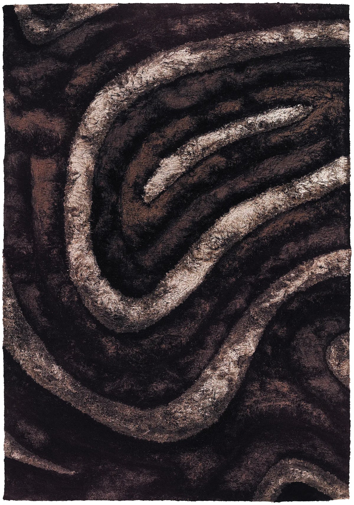 Chandra Flemish FLE-51113 Brown and Beige and Black rug, flat view