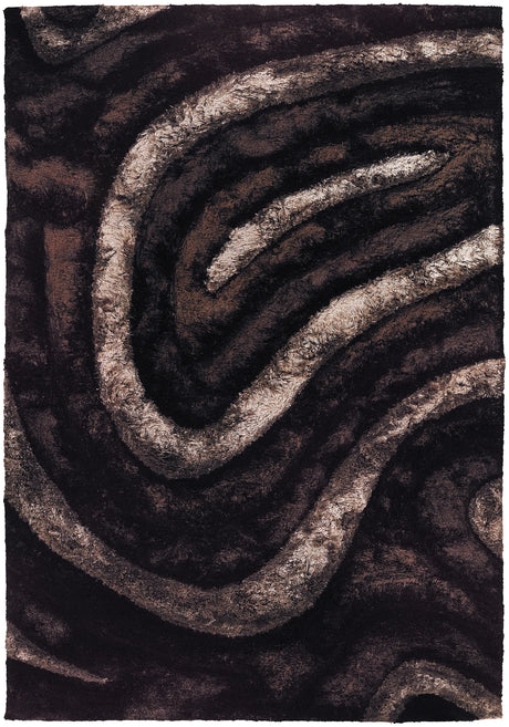 Chandra Flemish FLE-51113 Brown and Beige and Black rug, flat view