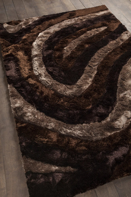 Chandra Flemish FLE-51113 Brown and Beige and Black rug, angled side view