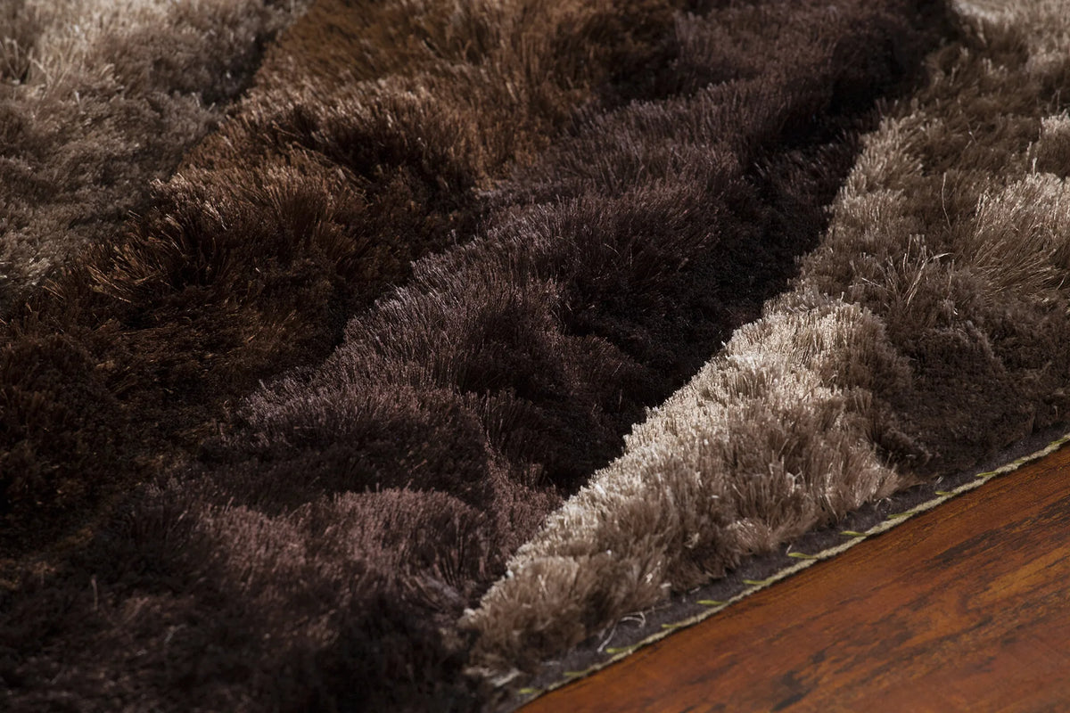 Chandra Flemish FLE-51113 Brown and Beige and Black rug, side detail view