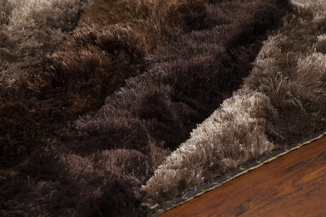 Chandra Flemish FLE-51113 Brown and Beige and Black rug, side detail view