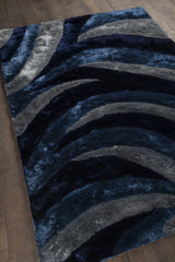 Chandra Flemish FLE-51114 Navy and Blue and Grey rug, angled side view
