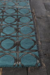 Chandra Fran FRA-42100 Teal and Charcoal rug, corner detail