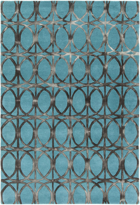 Chandra Fran FRA-42100 Teal and Charcoal rug, flat view