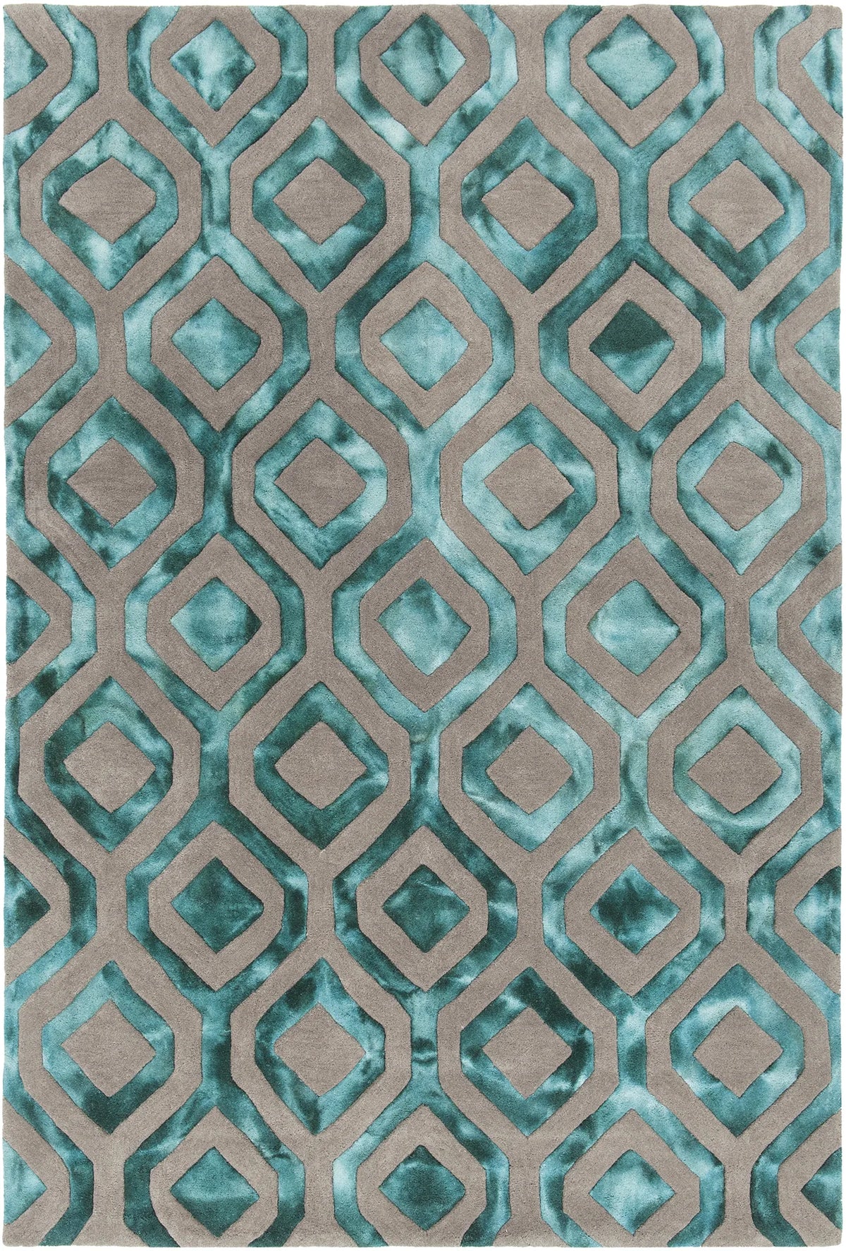 Chandra Fran FRA-42101 Teal and Grey rug, flat view