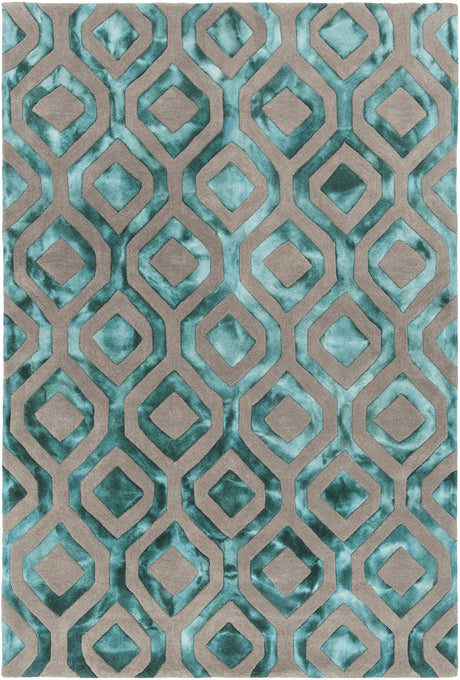 Chandra Fran FRA-42101 Teal and Grey rug, flat view
