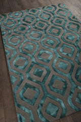 Chandra Fran FRA-42101 Teal and Grey rug, angled side view