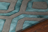 Chandra Fran FRA-42101 Teal and Grey rug, side detail view
