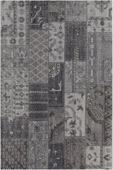 Chandra Fusion FUS-26302 Grey and Charcoal and Black rug, flat view