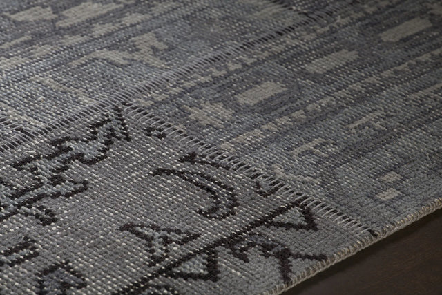 Chandra Fusion FUS-26302 Grey and Charcoal and Black rug, side detail view