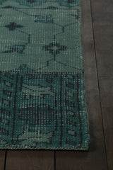 Chandra Fusion FUS-26303 Teal and Black rug, corner detail