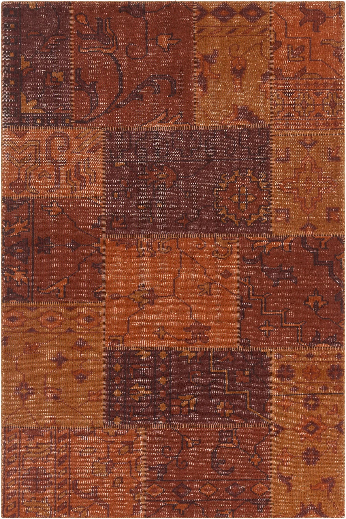 Chandra Fusion FUS-26305 Orange and rust and burgundy rug, flat view