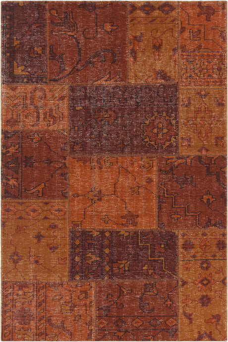 Chandra Fusion FUS-26305 Orange and rust and burgundy rug, flat view