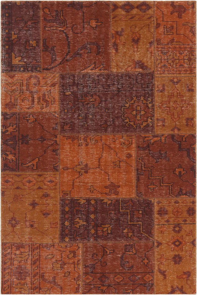 Chandra Fusion FUS-26305 Orange and rust and burgundy rug, flat view