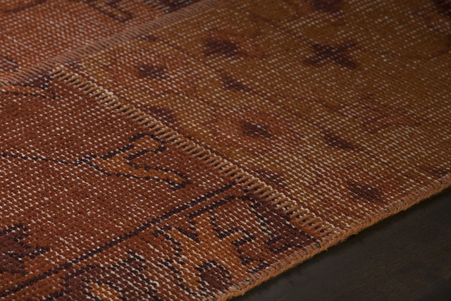 Chandra Fusion FUS-26305 Orange and rust and burgundy rug, side detail view
