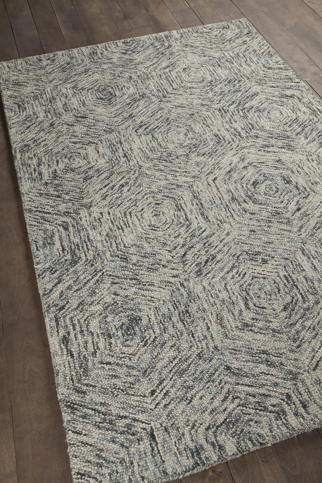 Chandra Galaxy GAL-30605 Blue and Ivory rug, angled side view