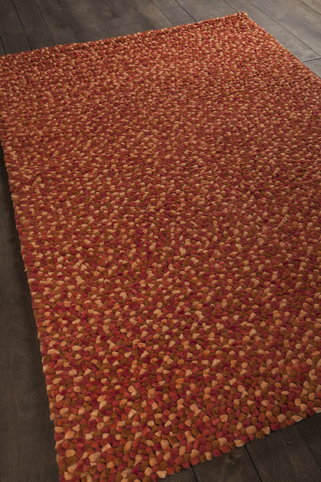 Chandra Gems GEM-9600 Red and Maroon and Orange rug, angled side view