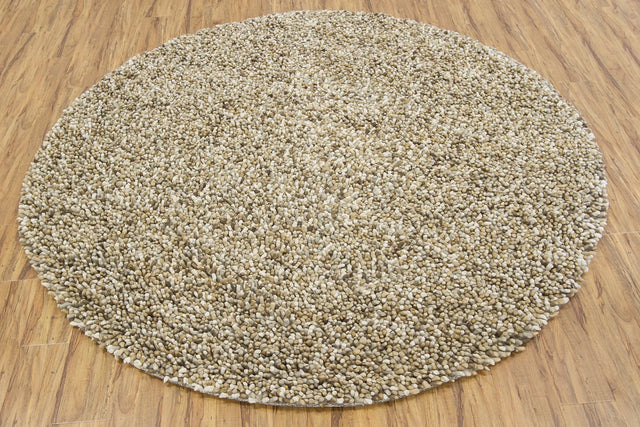 Chandra Gems GEM-9603 Taupe and Ivory and Tan round rug, flat view