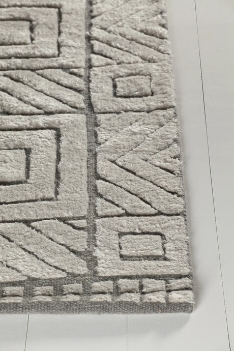 Chandra Genna GEN-45200 White and Grey rug, corner detail