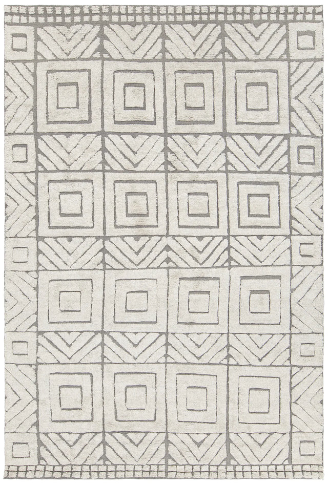 Chandra Genna GEN-45200 White and Grey rug, flat view