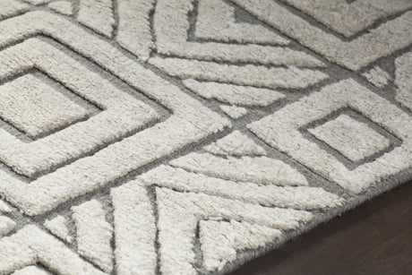 Chandra Genna GEN-45200 White and Grey rug, side detail view