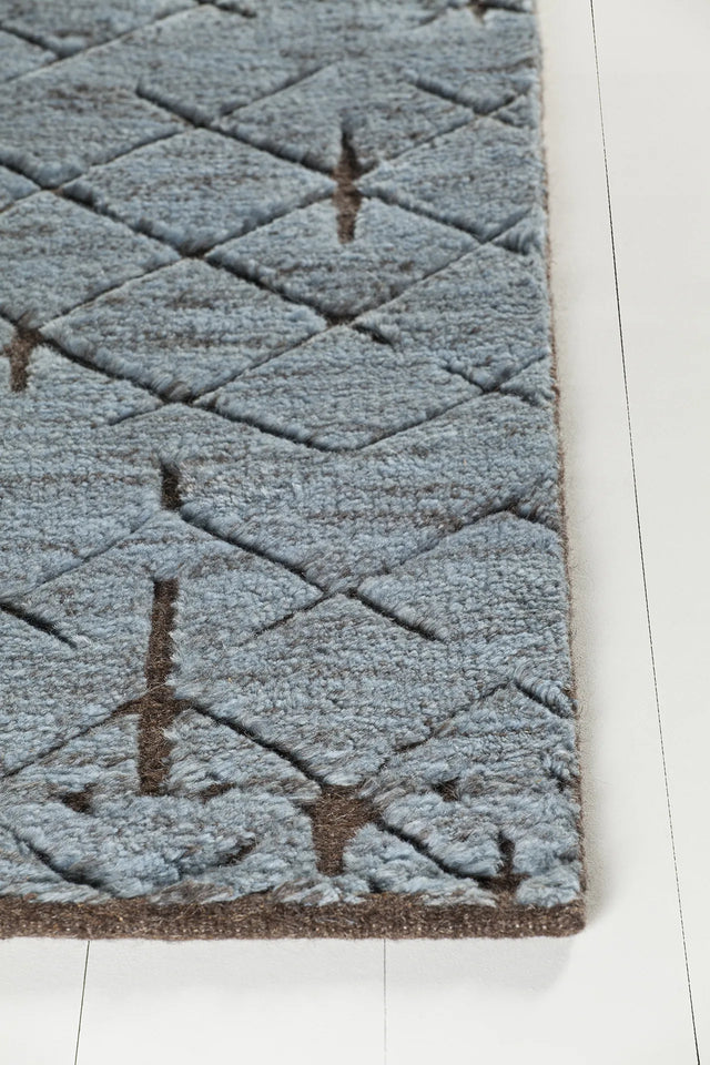 Chandra Genna GEN-45202 Blue and Brown rug, corner detail