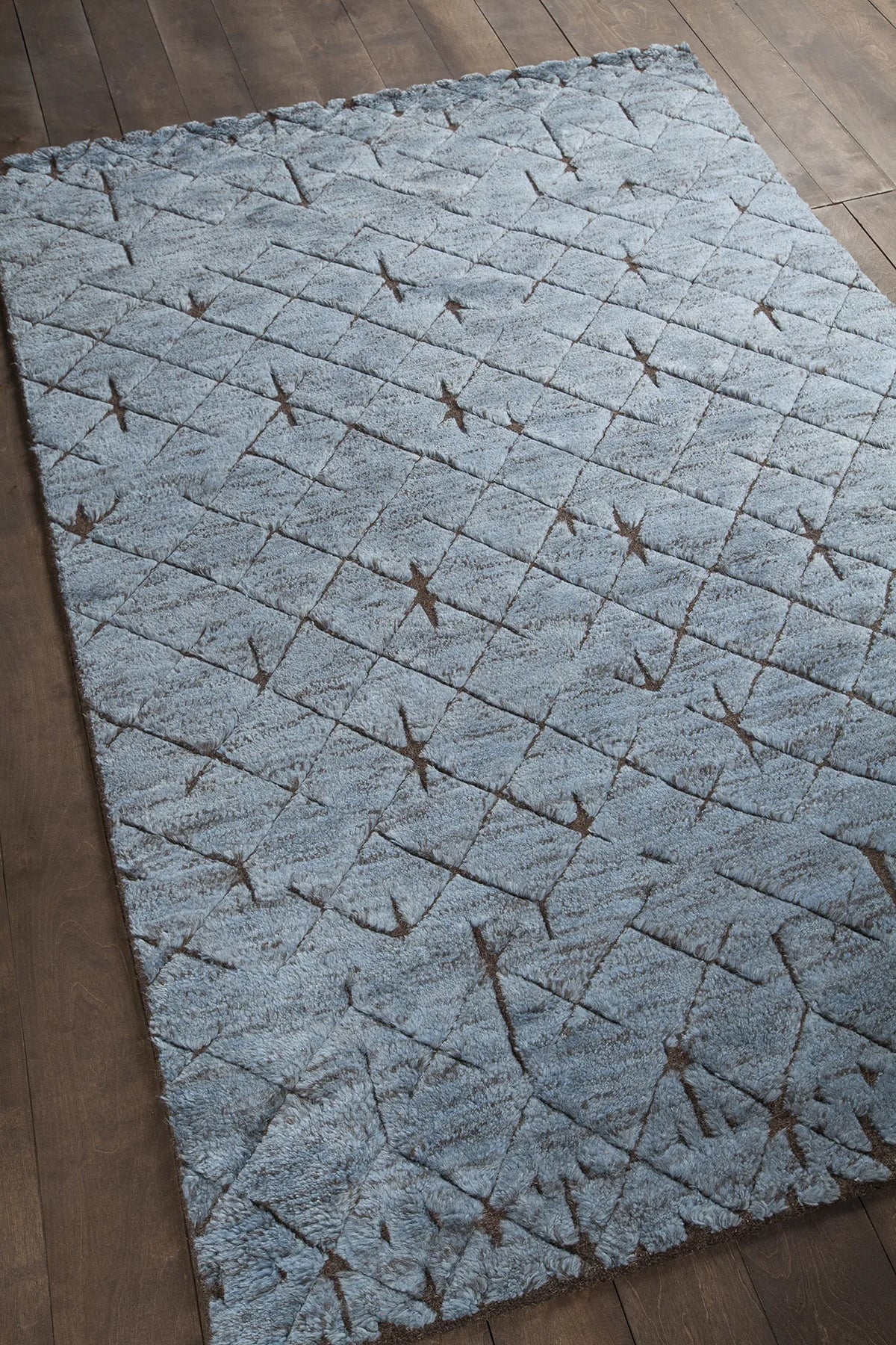 Chandra Genna GEN-45202 Blue and Brown rug, angled side view