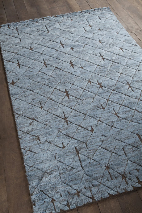 Chandra Genna GEN-45202 Blue and Brown rug, angled side view