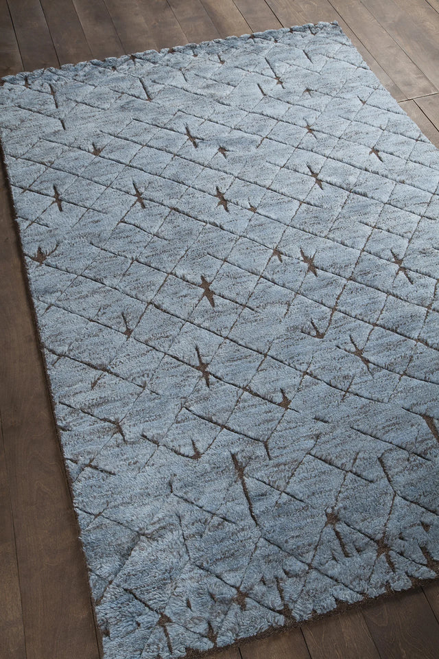 Chandra Genna GEN-45202 Blue and Brown rug, angled side view