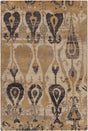 Chandra Gwen GWE-49500 Gold and Taupe and Beige and Black rug, flat view