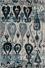 Chandra Gwen GWE-49501 Blue and Grey and White rug, flat view