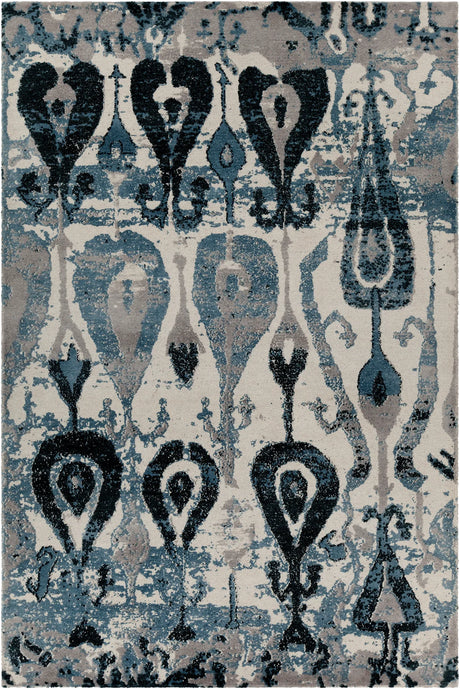 Chandra Gwen GWE-49501 Blue and Grey and White rug, flat view
