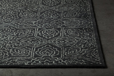 Chandra Hailee HAI-49600 Black and White rug, corner detail