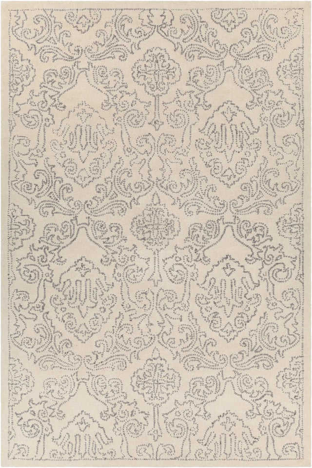 Chandra Hailee HAI-49601 Ivory and Grey rug, flat view