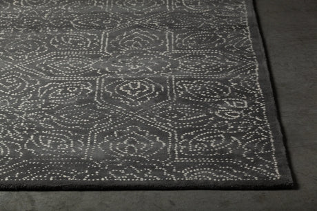 Chandra Hailee HAI-49603 Dark Grey and White rug, corner detail