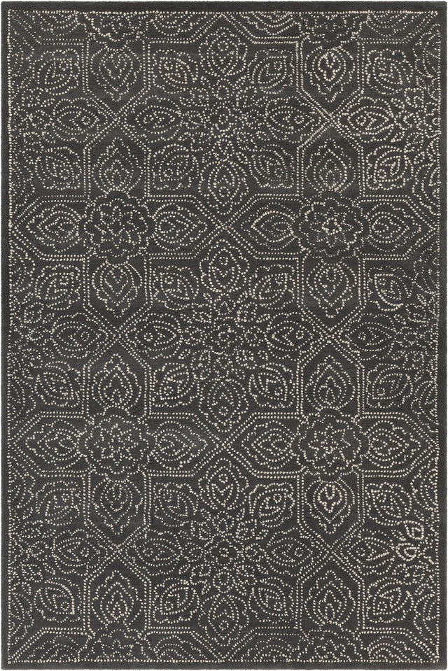 Chandra Hailee HAI-49603 Dark Grey and White rug, flat view