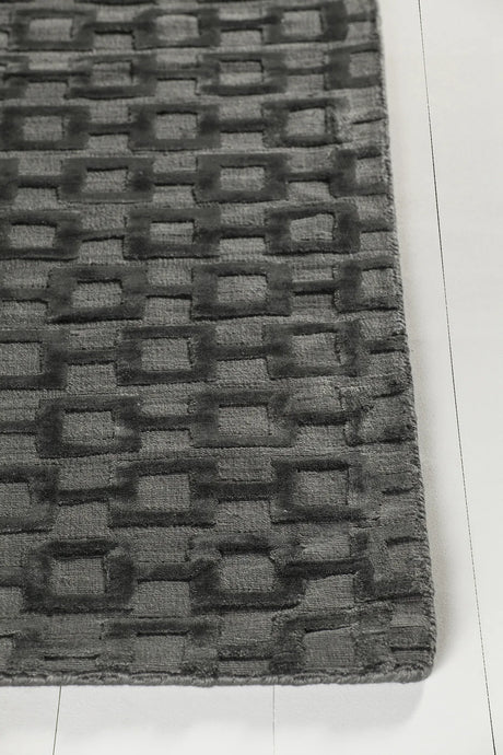 Chandra Hallie HAL-45001 Charcoal rug, corner detail
