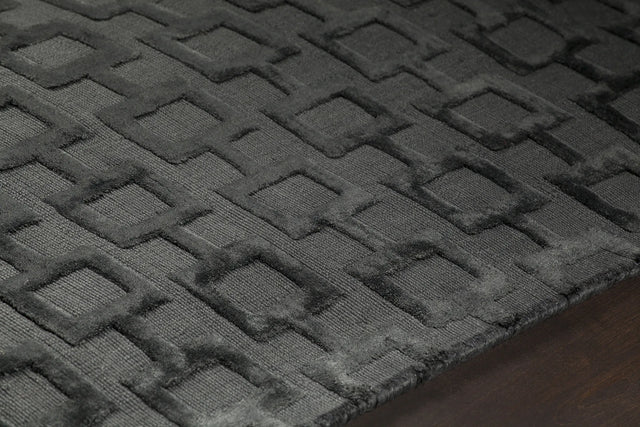 Chandra Hallie HAL-45001 Charcoal rug, side detail view