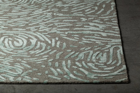 Chandra Hester HES-49700 Grey and Blue rug, corner detail