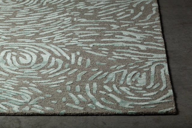 Chandra Hester HES-49700 Grey and Blue rug, corner detail