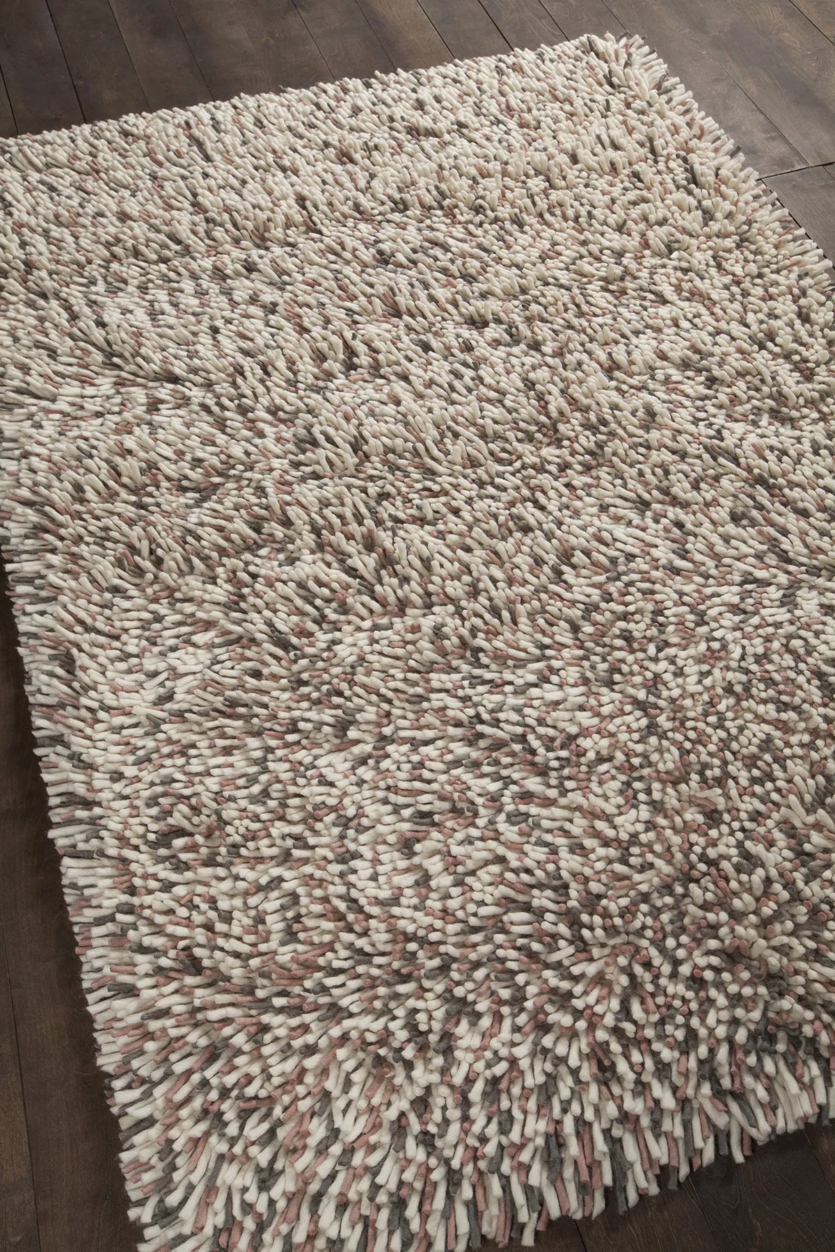 Chandra Imogen IMO-44400 Pink and White and Grey rug, angled side view