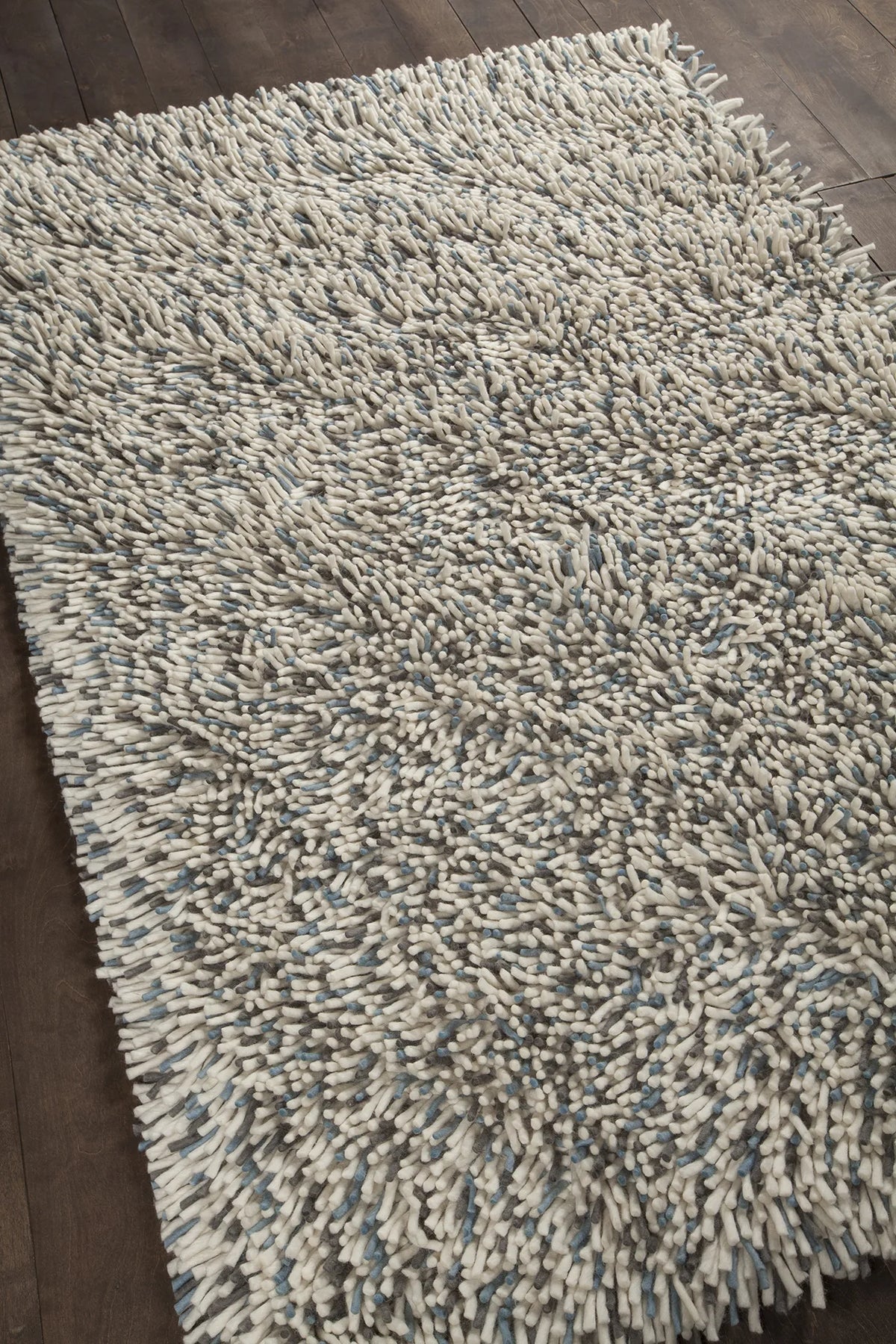 Chandra Imogen IMO-44401 Blue and White and Grey rug, angled side view