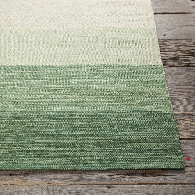 Chandra India IND-5 Green and Cream rug, corner detail