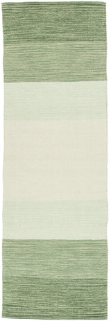 Chandra India IND-5 Green and Cream runner rug, flat view