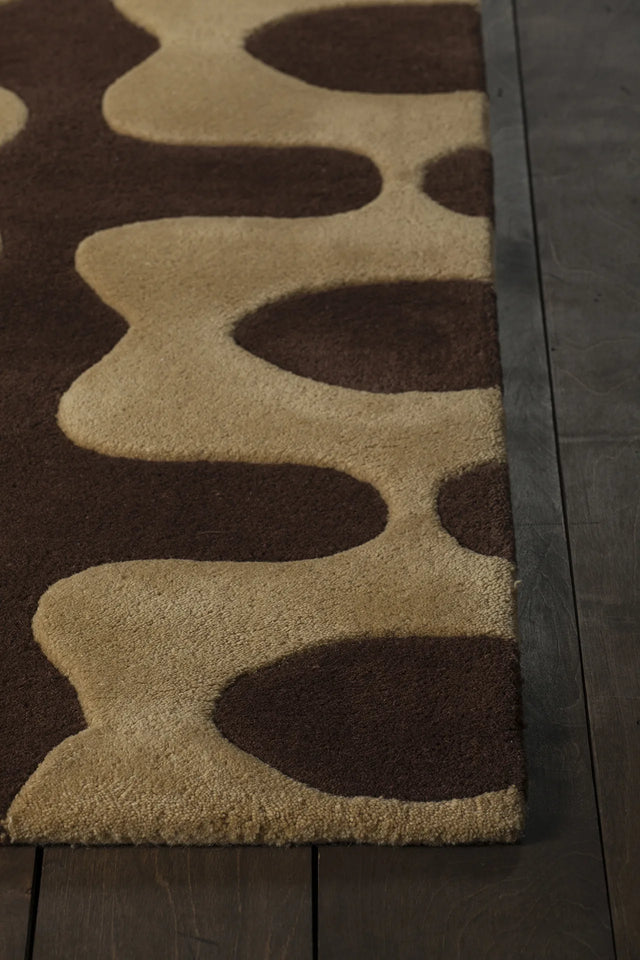 Chandra Inhabit INH-21600 Brown and Tan rug, corner detail