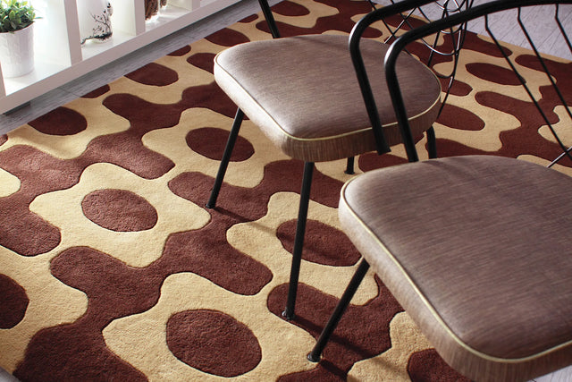 Chandra Inhabit INH-21600 Brown and Tan rug, shown in a styled room setting