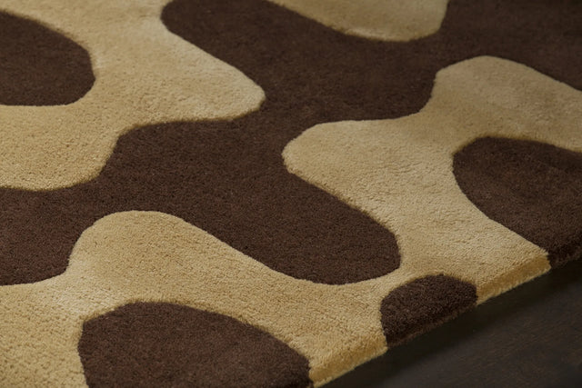 Chandra Inhabit INH-21600 Brown and Tan rug, side detail view