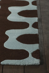 Chandra Inhabit INH-21601 Blue and Brown rug, corner detail