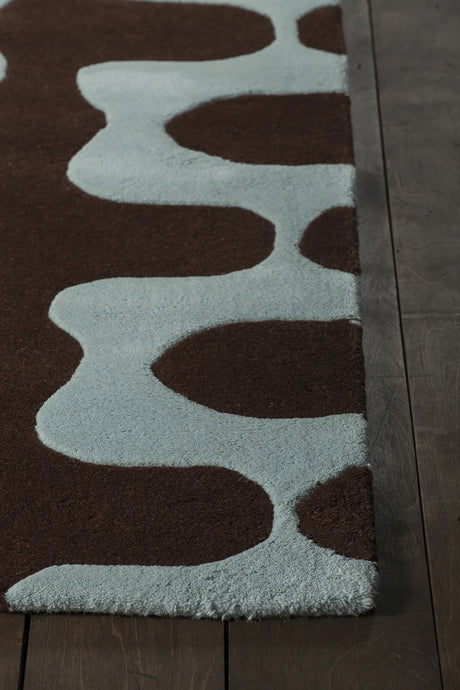 Chandra Inhabit INH-21601 Blue and Brown rug, corner detail