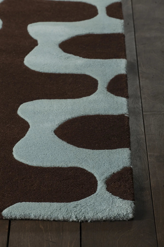 Chandra Inhabit INH-21601 Blue and Brown rug, corner detail